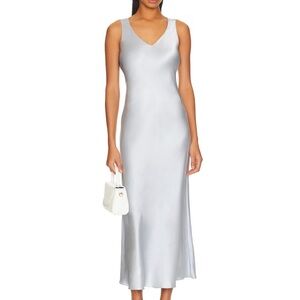 NWT $566 Sz XS Sablyn Whisper Blue Sleeveless Silk Scoop Neck Maxi Dress